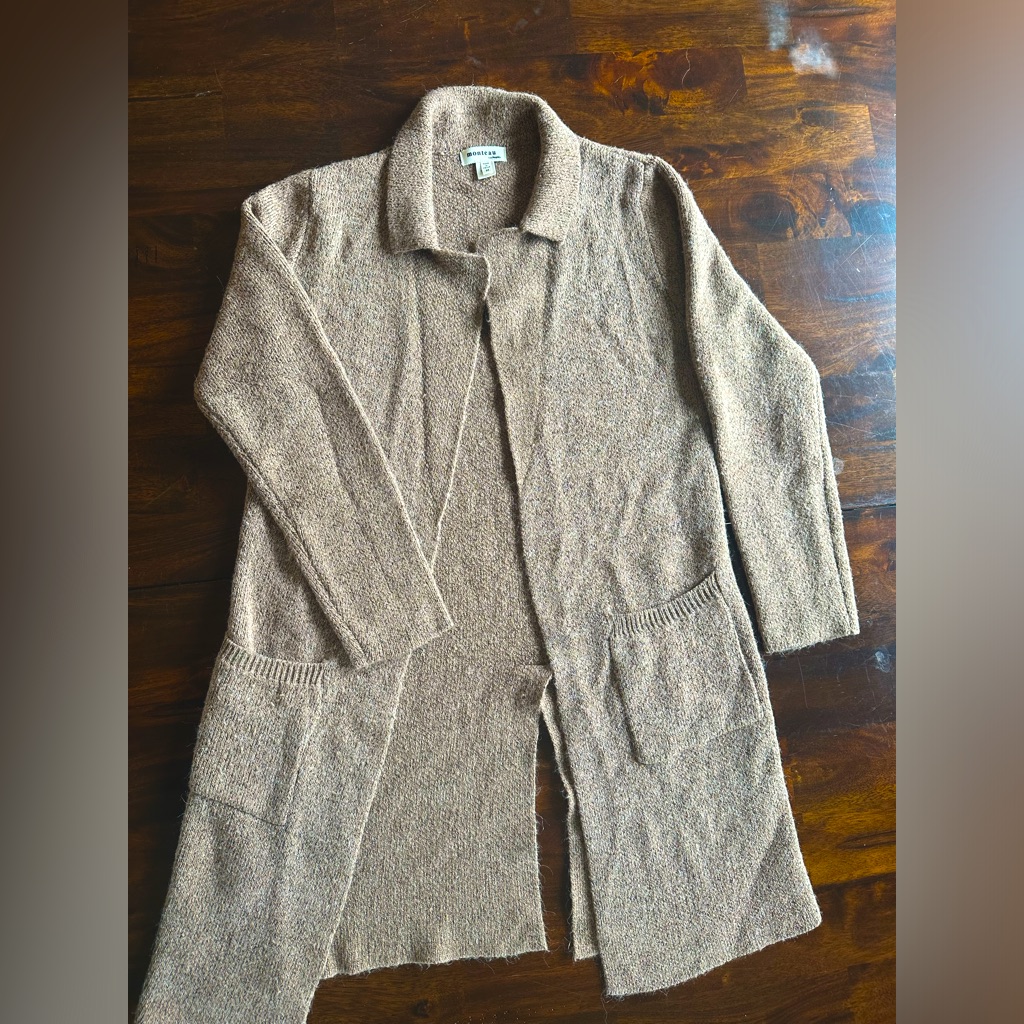 Monteau Los Angeles Duster Cardigan With Pockets Women’s Size M. Oatmeal